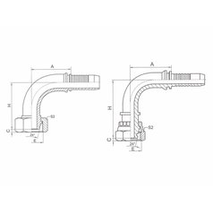 Hydr.koncovka DKOS DN10 / M22x1,5 90°